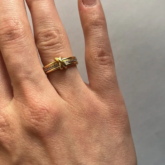 Tia 18k Gold Vermeil Band Ring in White Sapphire
